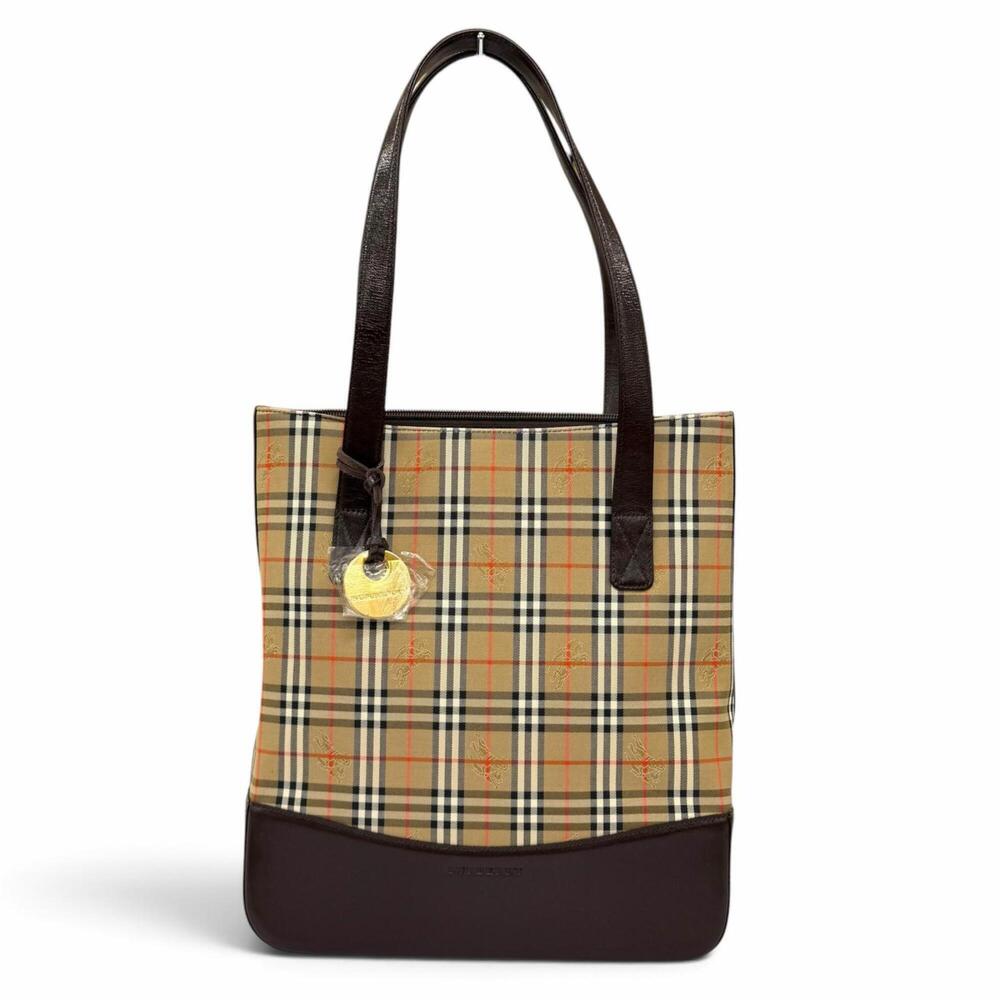 BURBERRY Burberry logo embossed Nova Check pattern leather tote bag/shoulder ...